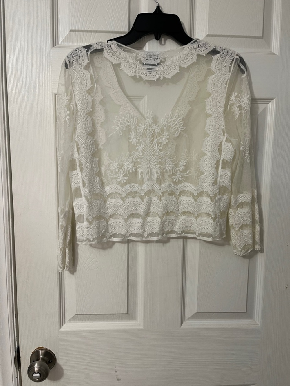 Rabbit Rabbit Rabbit Ivory Crochet Lace Sheer Cardigan - Picture 3 of 3